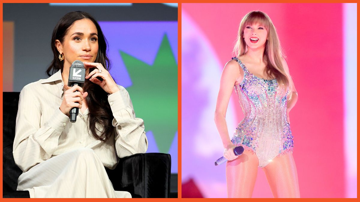 Meghan, Duchess of Sussex speaks onstage during the Breaking Barriers, Shaping Narratives: How Women Lead On and Off the Screen panel during the 2024 SXSW and Taylor Swift performs onstage for the opening night of "Taylor Swift | The Eras Tour" at State Farm Stadium on March 17, 2023
