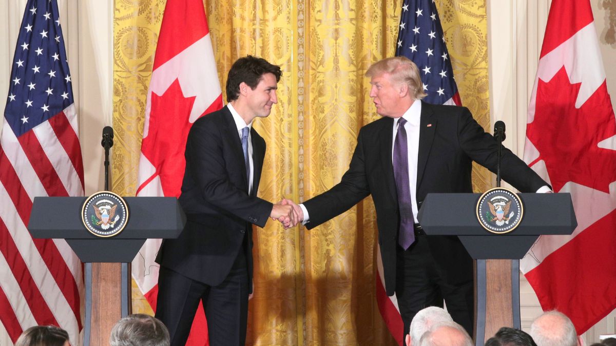 WASHINGTON, DC - FEBRUARY 13: U.S. President Donald Trump (R) and Canadian Prime Minister Justin Trudeau participate in a joint news conference in the East Room of the White House on February 13, 2017 in Washington, DC. The two leaders participated in a roundtable discussion on the advancement of women entrepreneurs and business leaders. (Photo by Alex Wong/Getty Images)