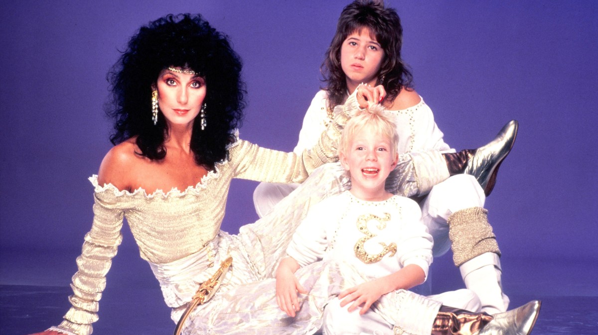 Singer and actress Cher, her daughter Chastity Bono (Chaz Bono) and son Elijah Blue Allman pose for a photo session in June 1981 in Los Angeles, California. (Photo by Harry Langdon/Getty Images)